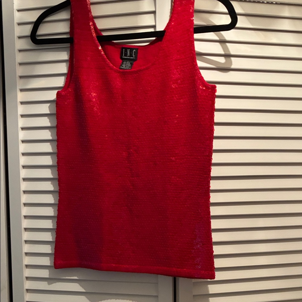 INC International Concepts Vibrant Red Sequin Tank Top